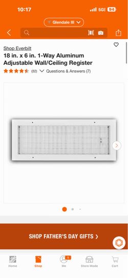 Shop Everbilt 18 in. x 6 in. 1-Way Aluminum Adjustable Wall/Ceiling Register