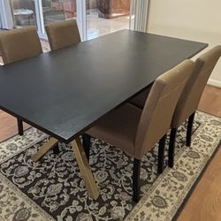 **Move Out Sale** Dining table with metal base and 4 fabric dining chairs