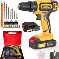 Cordless Drill with an, 20V Electric Power Drill with 3/8" Keyless Chuck, 25+3 Torq
