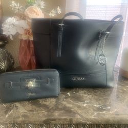 Black Guess Purse And Wallet 