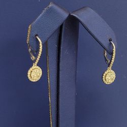 10k white gold approx 1ctw diamond dangle earrings 2.5g