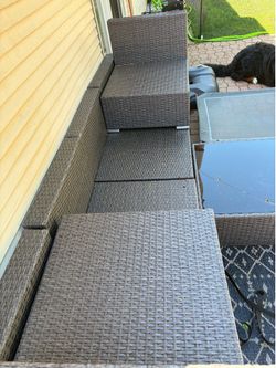 7 Piece Wicker Outdoor Patio Sectional - NO CUSHIONS