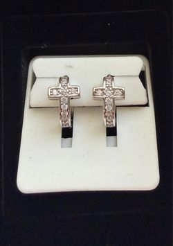Cross Earrings Sterling Silver & Malachite “NEW”