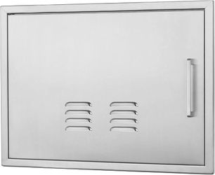 Outdoor Ventilated Kitchen Doors, 23 Inches Wide x 17 Inches High, Stainless Steel Single Access Grill Door with Left Opening, Flush Mount