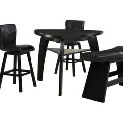 Home Elegance Hillshaw Dark Brown Swivel Chairs Pub Height Bench 