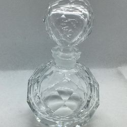 Vanity Faceted Cut Glass Crystal Perfume Bottle 