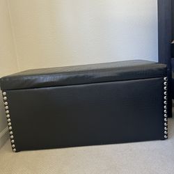 Leather Ottoman Bench with Storage 