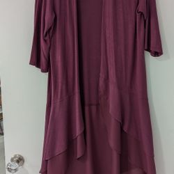 Woman's 1X Burgundy long flowy cardigan