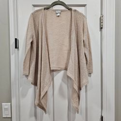 HM Beige Metallic Sparkle Alpaca Blend Waterfall Open Front Cardigan Sweater S