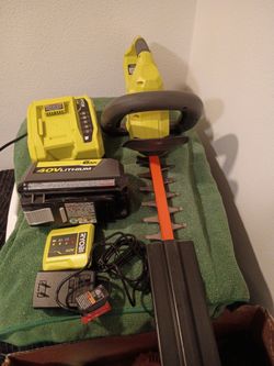 Ryobi Hedge trimmer set, chargers,and battery