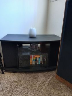 TV  stand with side shelves on each end