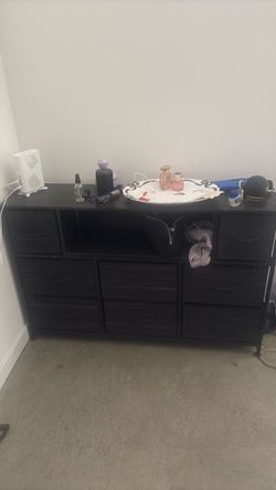 Black Fabric Dresser with Multiple Drawers