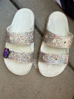 Girls Glitter Croc Sandals size J1