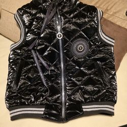 Black Shinny Vest With Rhynestones Size L