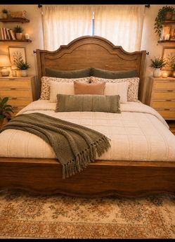 Master kind size bed frame and mattress and matching dresser for sale