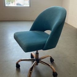 Archie Modern Blue 22" Fabric Office Chair With Wheels | Adjustable | Armless