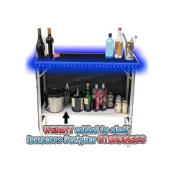 Folding Portable Party Bar with LED Lights, Storage Shelf, Carrying Bag, & 2 Skirts