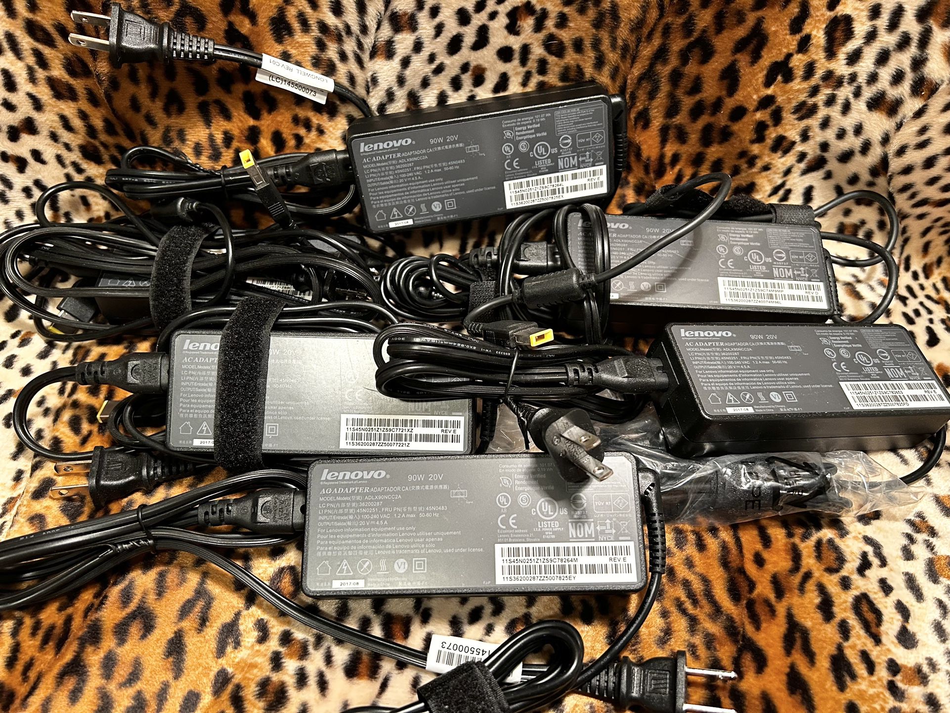 (6) LENOVO SQUARE TIP THINKPAD 90W LAPTOP AC CHARGER ADAPTER MODEL ADLX90NCC2A