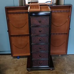 Vanity OR Jewelry CASE With Mirror & 6 Drawers 