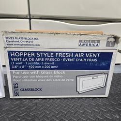 Seves Glass Block Hopper Style Fresh Air Vent 16" x 8" (400mm x 200mm) White