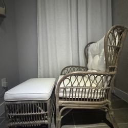 MUST GO — Rattan Accent Chair & Ottoman
