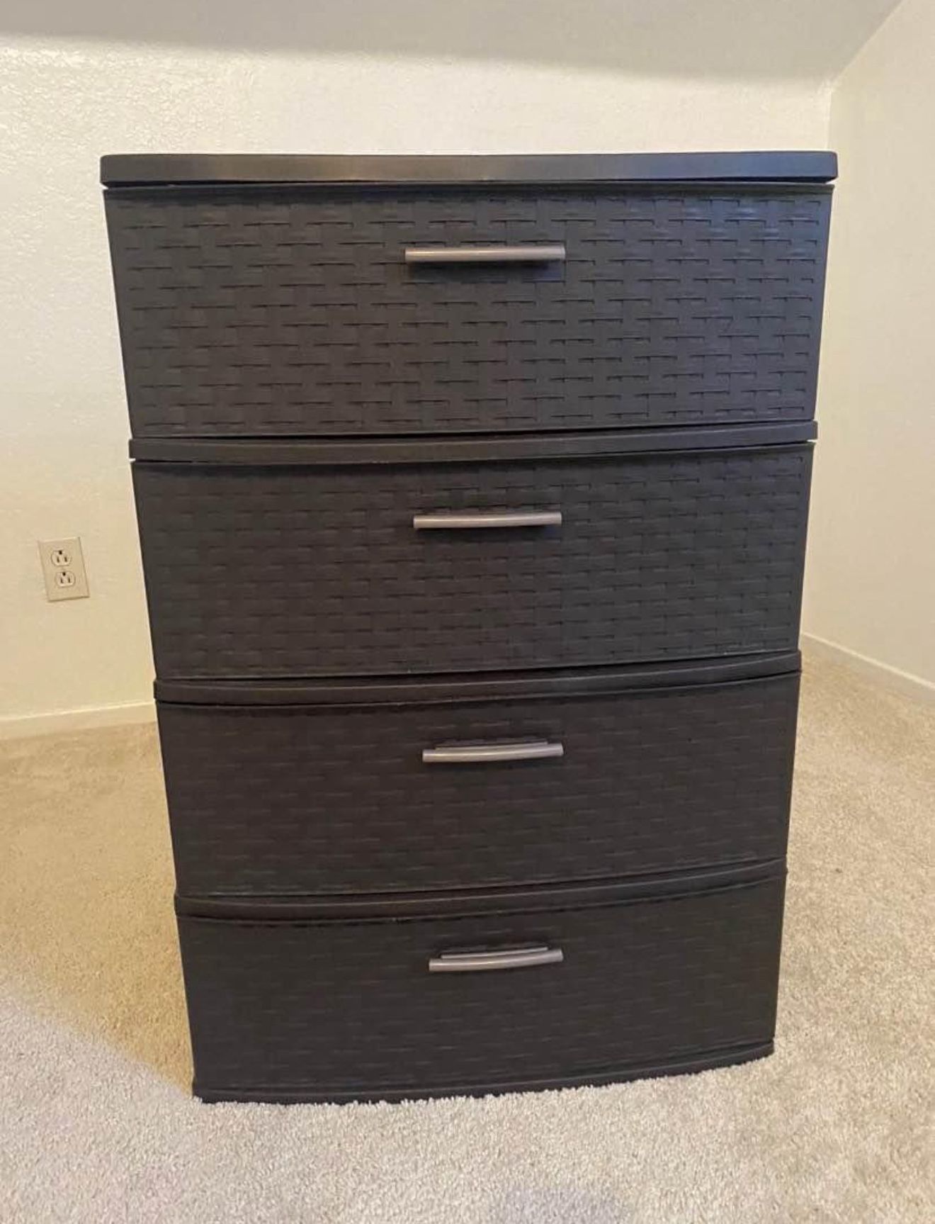 Sterilite Plastic 4 Drawer Wide Weave Tower Espresso