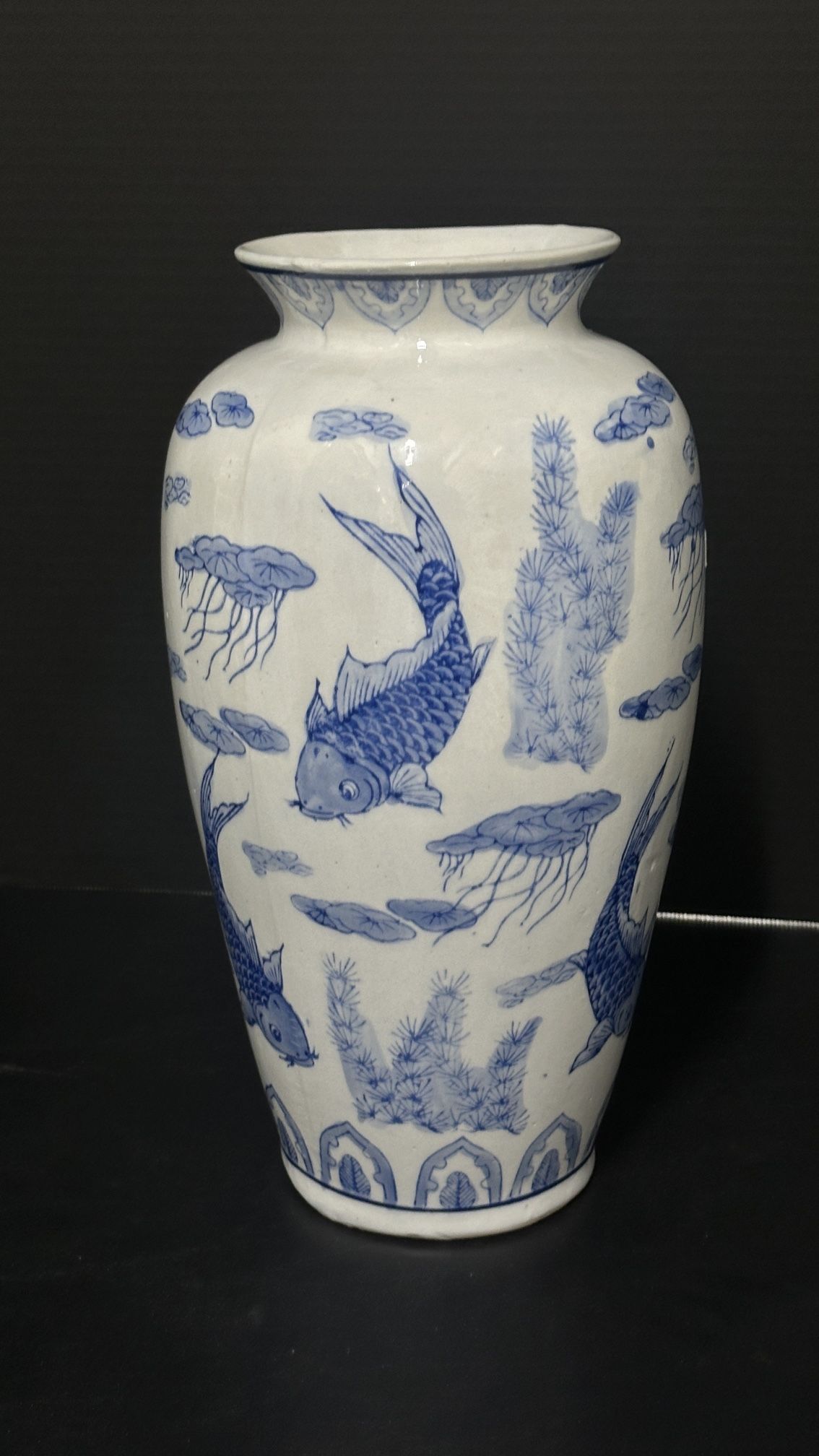 Antique Asian Gold fish Vase Tall 