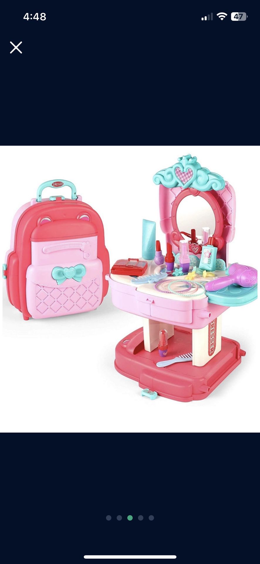 30 Pcs Role Play Educational Make Up Kit And Vanity With 2-in-1 Carrier Backpack For Toddlers