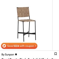 Suede leather counter stool - Omari Counter Stool