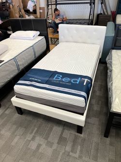 BedTech Luxury Mattress with White Upholstered Bed Frame