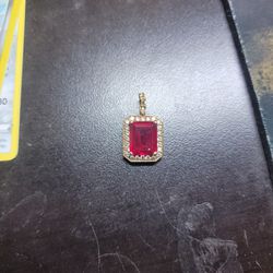 Ruby Pendant 14k Gold With Diamonds