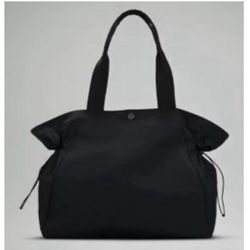 Lululemon Athletica Black Cinch Shopper Shopping Travel Gym Shoulder Bag