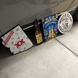Man Cave / Bar Decor Lot: Dos Equis, Corona, Pacifico, & White Claw Signs
