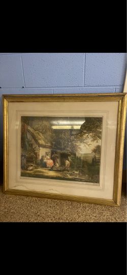 Vintage Framed Rural Scene Print