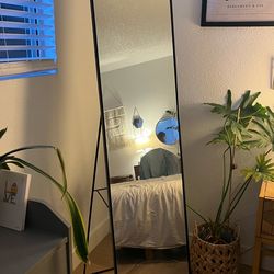 Full length mirror with black accents