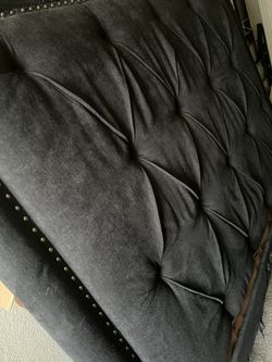 Queen Bed Tall Headboard Black