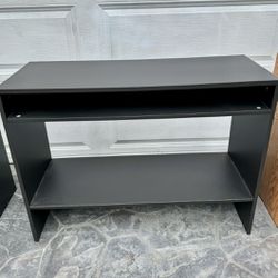 Black IKEA TV entertainment center media console / student computer /  workstation desk . good condition .