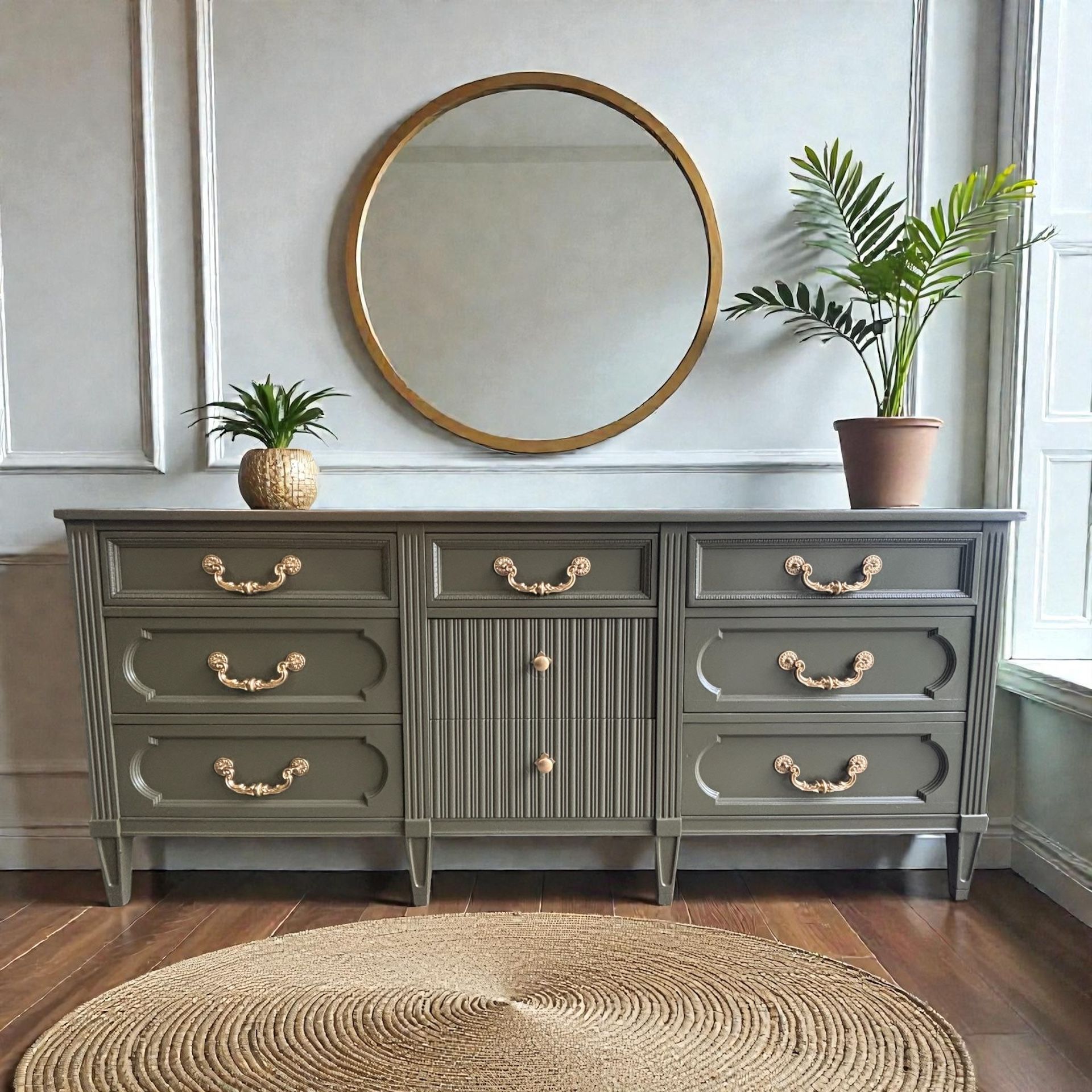 Vintage MCM Green Dresser