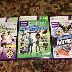  Kinect sports 1,2 and Motionsports Adrenaline for Microsoft Xbox 360
