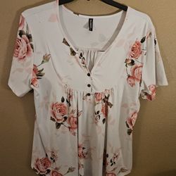 Floral v neck tunic 2xl top