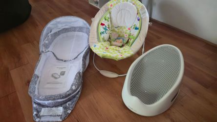 Baby Gear Bundle – Lounger, Bouncer, Bath Seat