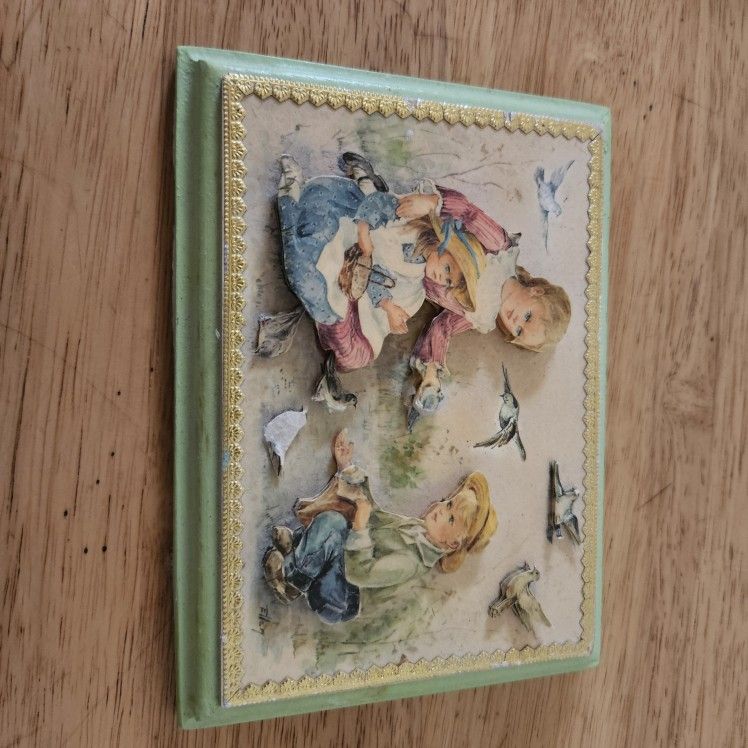 Cute vintage green and blue picture frame with a touch of whimsy #cottagecore #fairycore