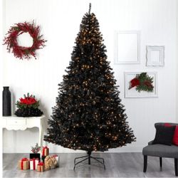 Nearly Natural 10ft. Black Artificial Christmas Tree with 950 Clear LED Lights and 3056 Tips
