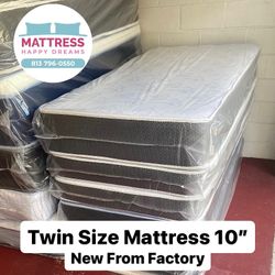 Twin Size Mattress 10 Inches Thick Excellent Comfort Also Available: Full, Queen And King New From Factory Delivery Available