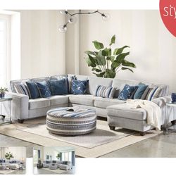 Gray Sectional Couch Set For Living Room 