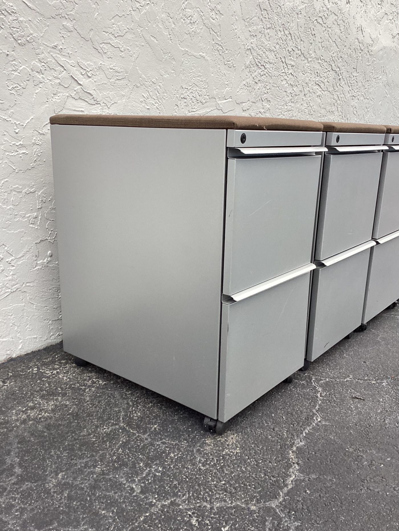 Mobile Metal File Cabinets With Wheels And Cushioned Tops (5 Available) (Delivery Available)