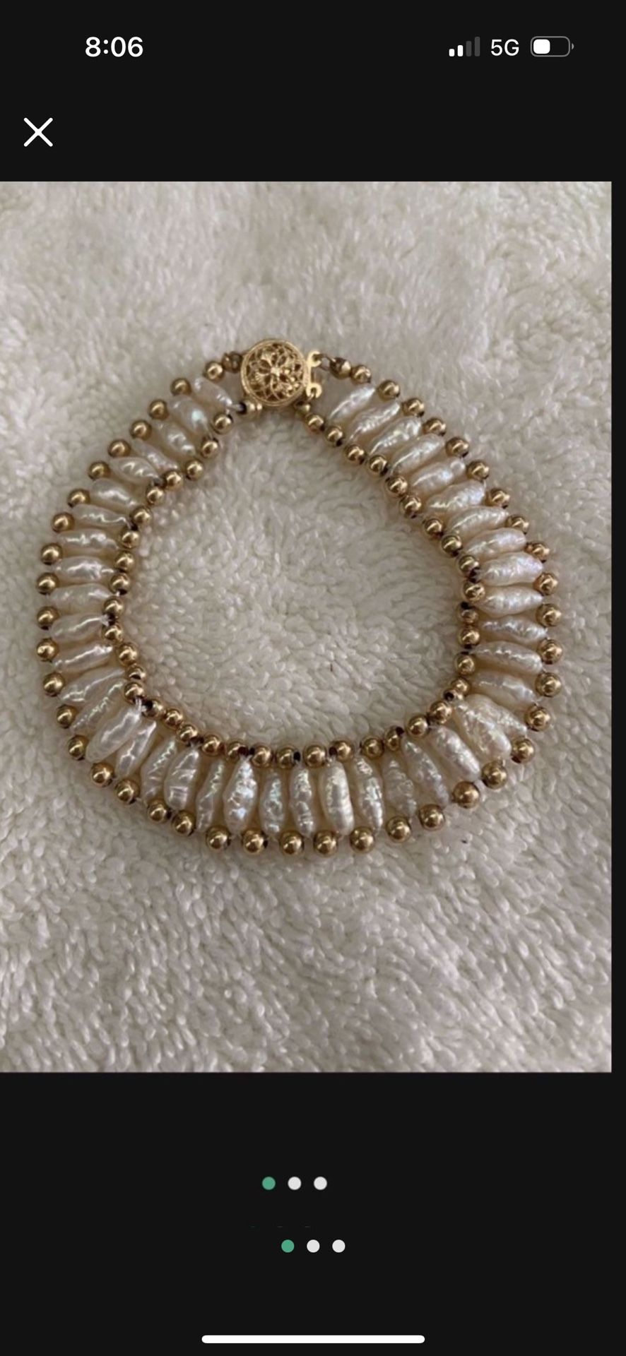 14k Gold Fresh Water Pearl Bracelet