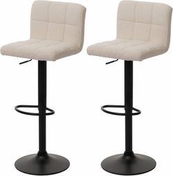 set of two bar stool buckle cream and beige