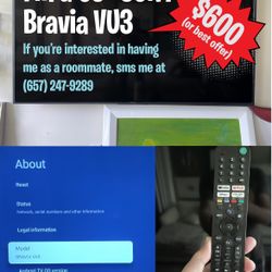 65” SONY BRAVIA VU3 FOR $600