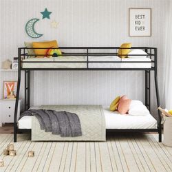 Mainstays Small Space Junior Twin over Full Low Profile Metal Bunk Bed, Black
